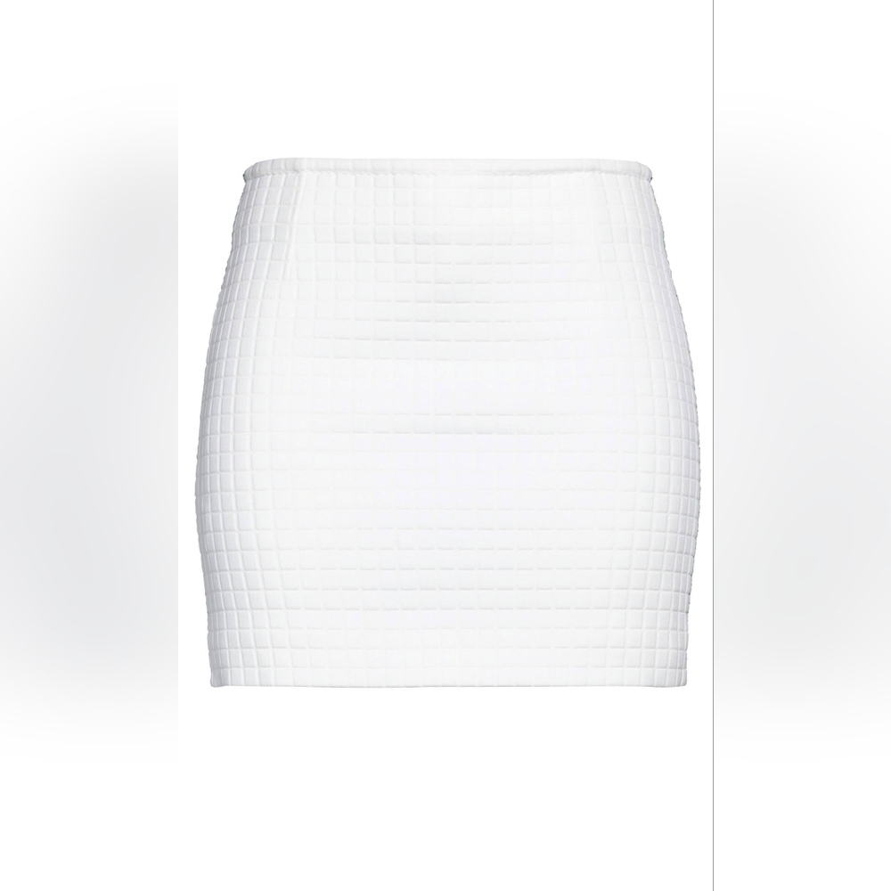 Bottega Veneta Square Textured Mini Skirt With Green Stitching